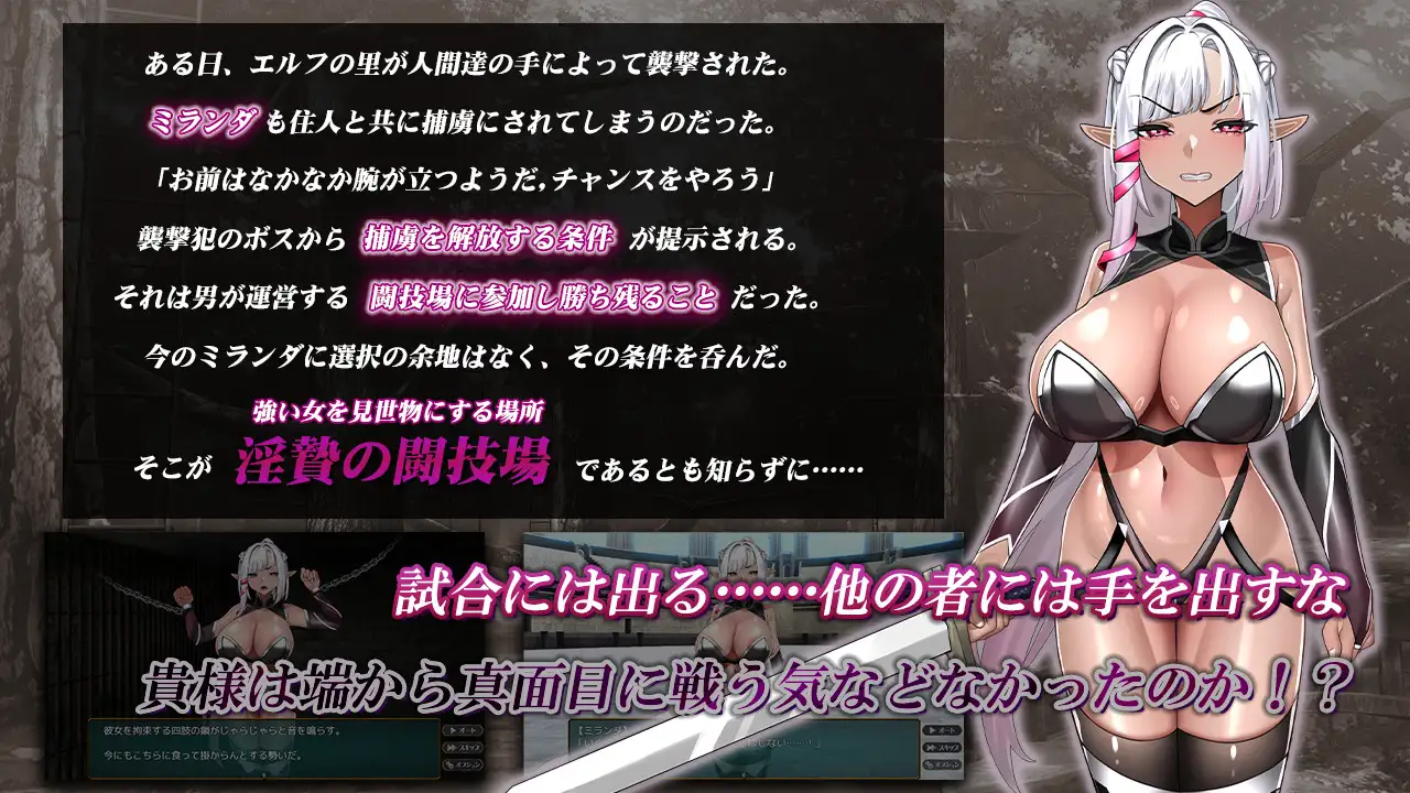 SLG/AI汉化丨 淫祭(牺牲)的斗技场 -黑暗精灵剑士米兰达- 淫贄(いけにえ)の闘技場 -ダークエルフの剣士ミランダ- 【20250520】 游戏截图 3