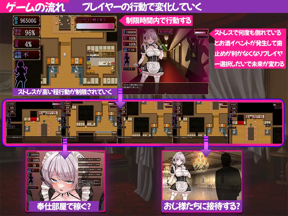 RPG/汉化/新作丨落魄女仆 蜜穴与毒药/没落メイド 膣と毒薬 AI汉化版【20250710】 游戏截图 4