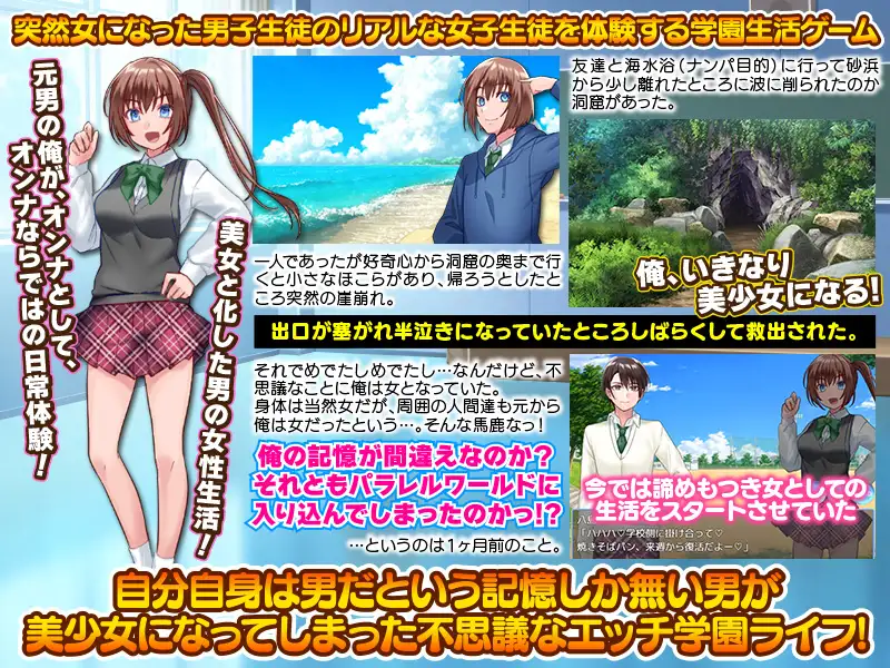 SLG/机翻丨女体化でイキなりエッチになった学園生活かよ!【20240308】 游戏截图 2