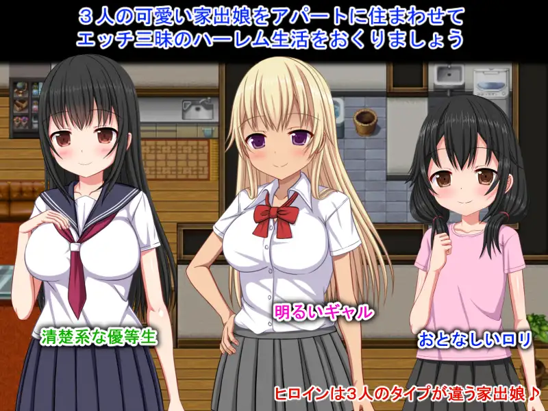 RPG/官中/萝莉丨梨佳庄~与离家出走女孩的后宫性生活~/いえで荘~家出娘とハーレム性活~V1.2+全CG【20240814】 游戏截图 2