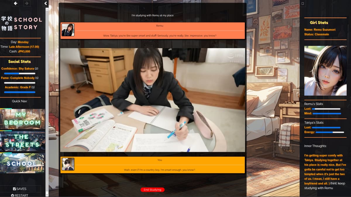 QSP/真人/HTML丨 学校の物语 Gakko No Monogatari V0.13 浏览器汉化 【20241006】 游戏截图 5